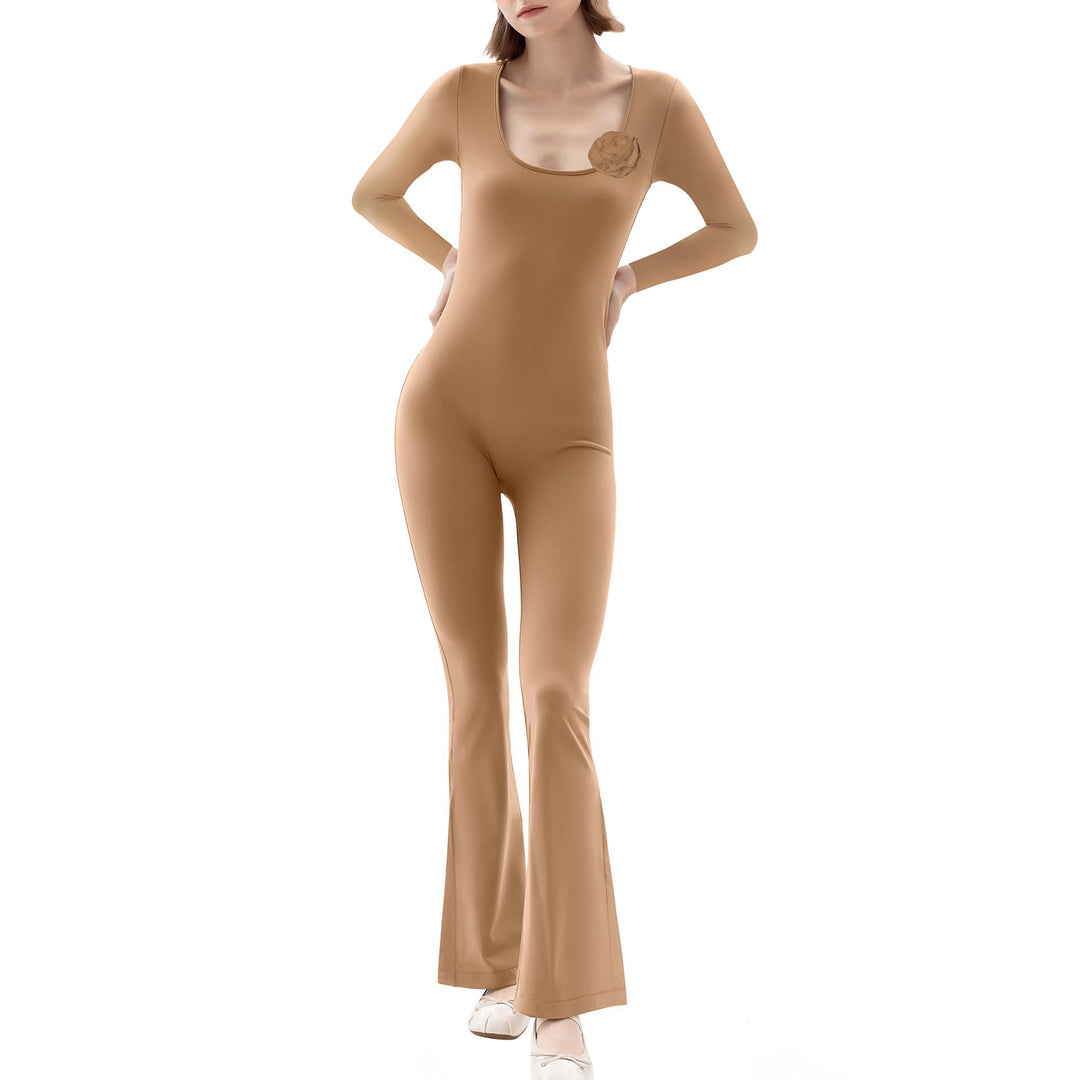 Damen figurbetonter Jumpsuit mit langen Ärmeln und Skulptur-Details Echo Archiv
