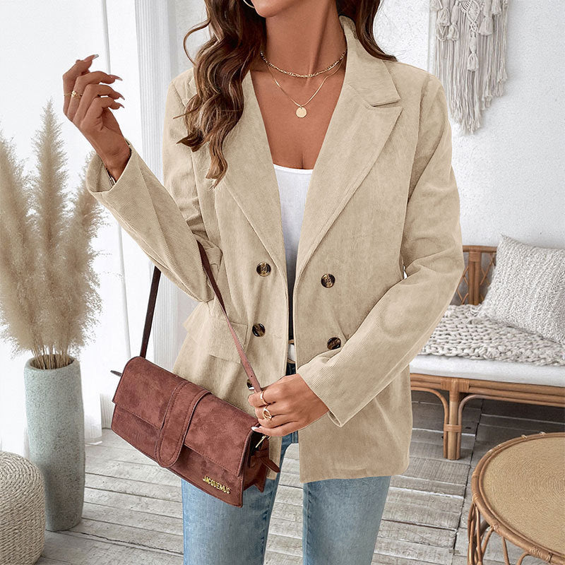 Damen Eleganter Cordblazer mit doppelter Knopfverschluss Echo Archiv