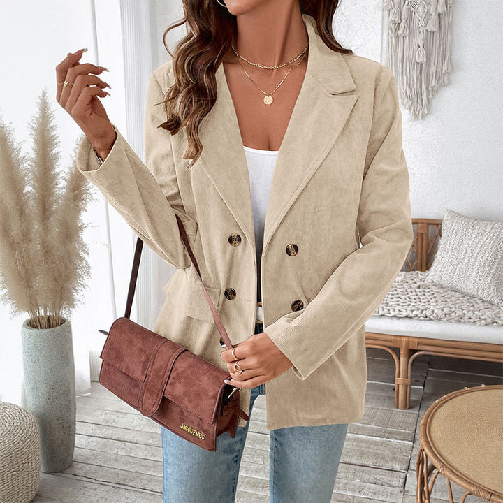 Damen Eleganter Cordblazer mit doppelter Knopfverschluss Echo Archiv