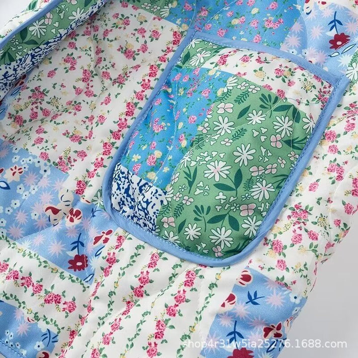 Damen Steppjacke im Patchwork-Quiltstil mit Schalkragen und aufgesetzten Taschen Echo Archiv