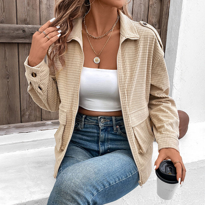 Damen Strukturierter Cord-Utility-Blouson mit Reißverschluss und Pattentaschen Echoarchiv