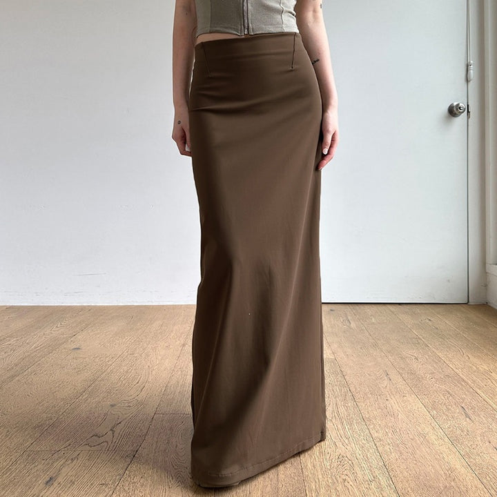 Damen Langer Maxirock mit Frontschlitz, elastischem Bund und Eingrifftaschen Echo Archiv