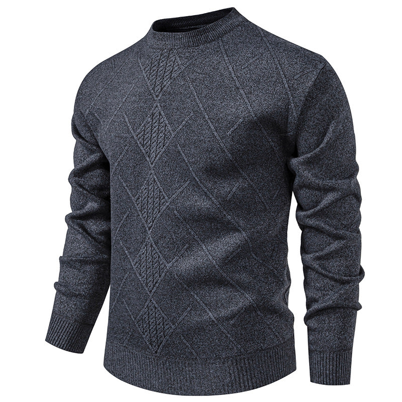 Herren Feiner Strickpullover mit strukturiertem Zopfmuster und Rundhalsausschnitt Echoarchiv