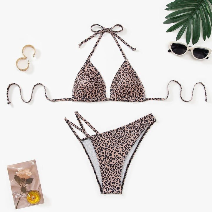 Damen Triangel-Bikini mit verstellbaren Trägern und modischem Leopardenmuster Echo Archiv