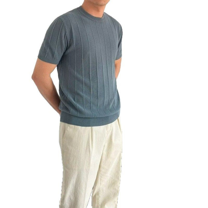 Herren Kurzarm Strickpullover mit Rippstruktur Echo Archiv