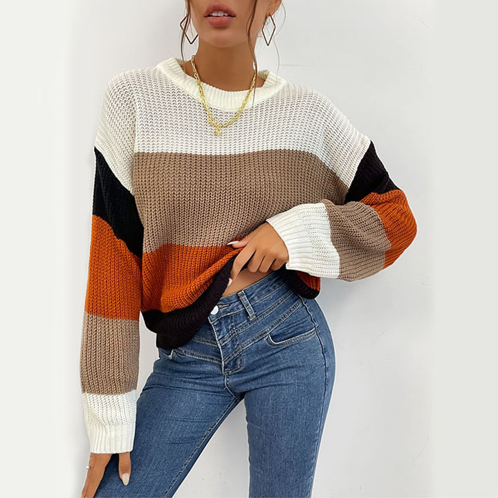 Damen Lässiger Strickpullover mit Farbblock Echo Archiv