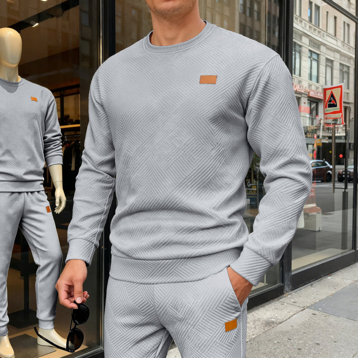Herren nan strukturierter Baumwollstrickpullover mit Rautenstruktur, Rundhalsausschnitt und elastischen Bündchen Echo Archiv