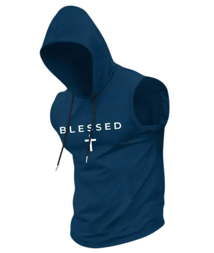Herren nan ärmelloses Kapuzen-Sweatshirt mit Slogandruck und athletischer Passform Echo Archiv