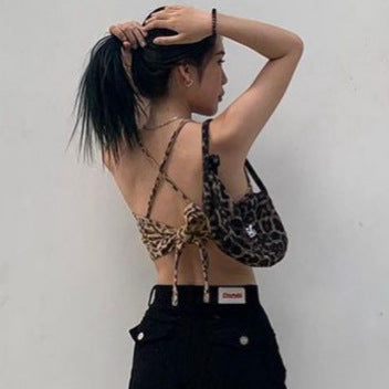 Damen Crop-Top mit trendigem Leopardenmuster und schmalen Trägern Echo Archiv