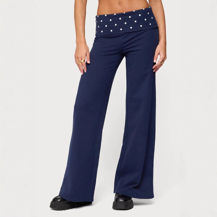 Damen weite Freizeit-Hose mit elastischem Bund und Pünktchenmuster Echo Archiv
