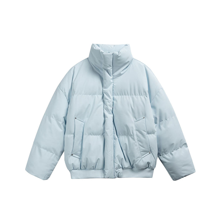 Damen Kurze wattierte Steppjacke im Boxy‑Cut mit hohem Stehkragen und Rippenbund Echoarchiv