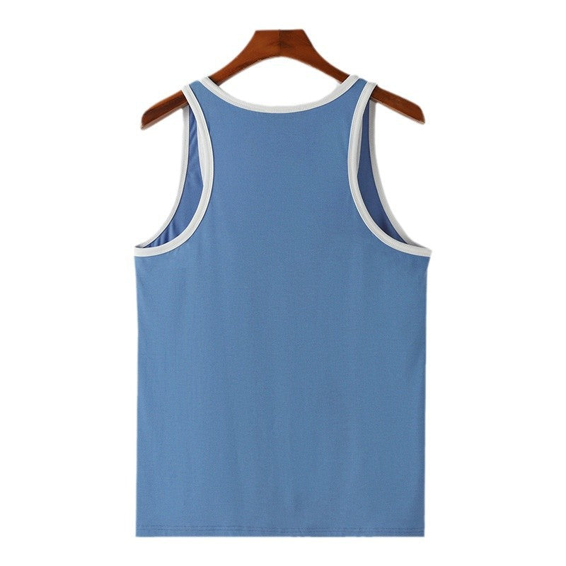 Herren nan sportliches ärmelloses Muskelshirt mit Kontrastbesatz Echo Archiv
