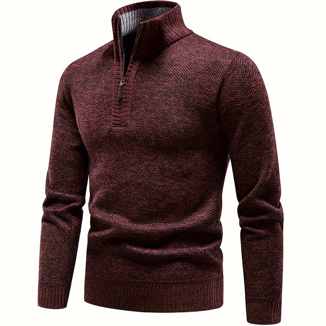 Herren Thermo-Strickpullover mit Stehkragen und Halbzip – Marzano