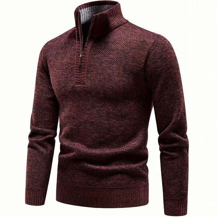 Herren Thermo-Strickpullover mit Stehkragen und Halbzip – Marzano