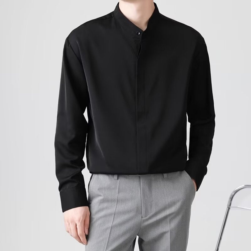 Herren Elegantes Stehkragenhemd – Tianoro