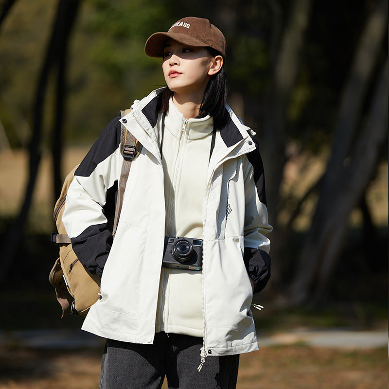 Damen zweilagige Softshell‑Outdoorjacke mit abnehmbarem Fleece‑Innenlayer und Kapuze Echoarchiv