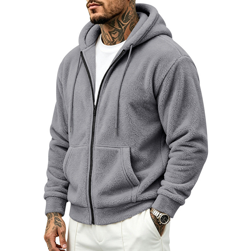 Herren Teddy-Fleece Kapuzenjacke mit Reißverschluss Echoarchiv