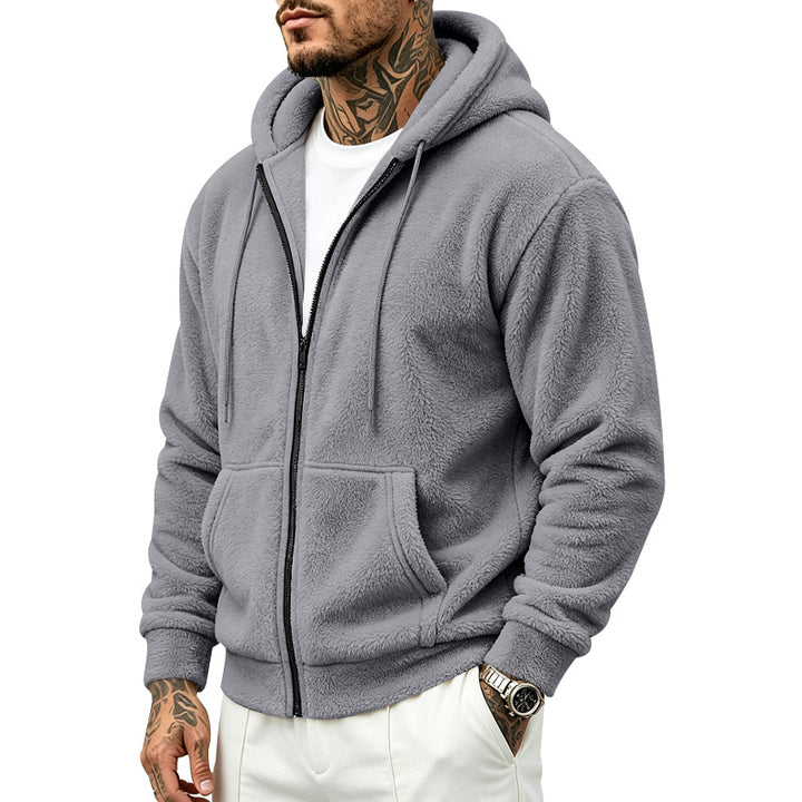 Herren Teddy-Fleece Kapuzenjacke mit Reißverschluss Echoarchiv