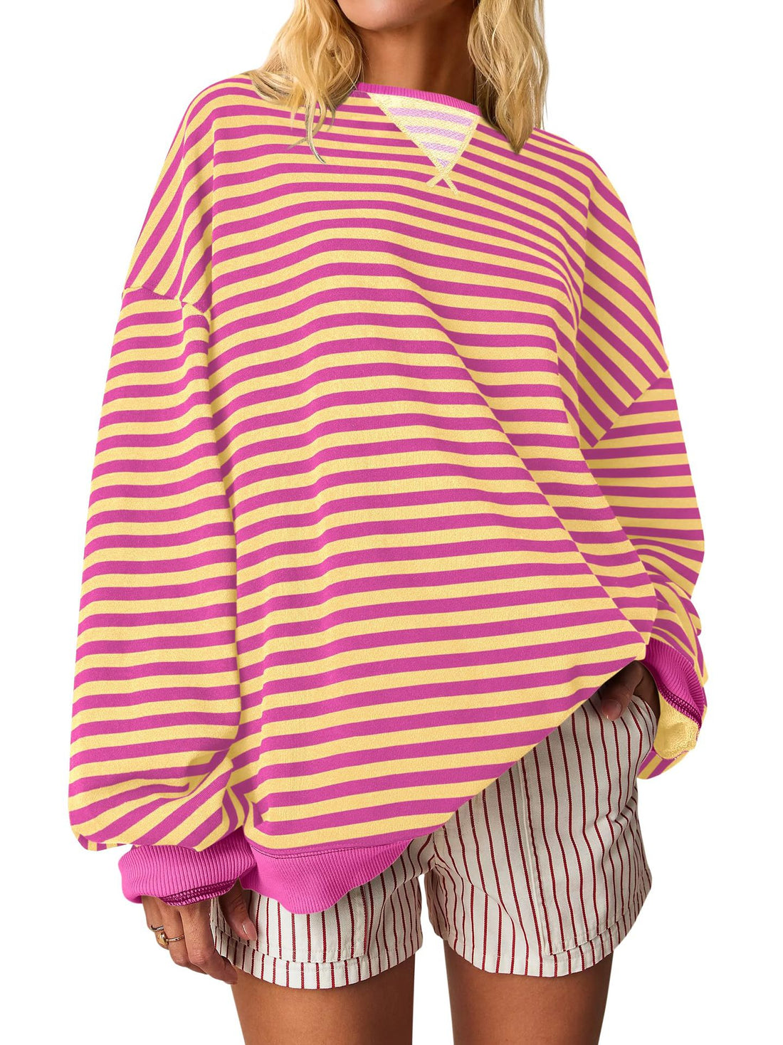 Damen Oversized gestreifter Sweatshirt – Mavelle