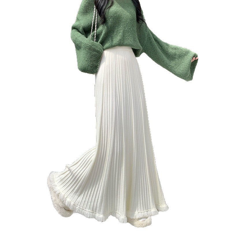 Damen Eleganter und fließender Maxirock mit plissierten Details Echo Archiv