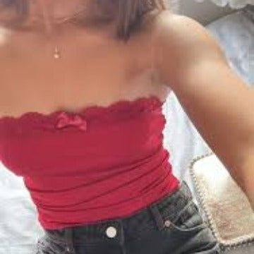 Damen Bandeau-Oberteil mit Spitzenbesatz und figurbetontem Schnitt Echo Archiv