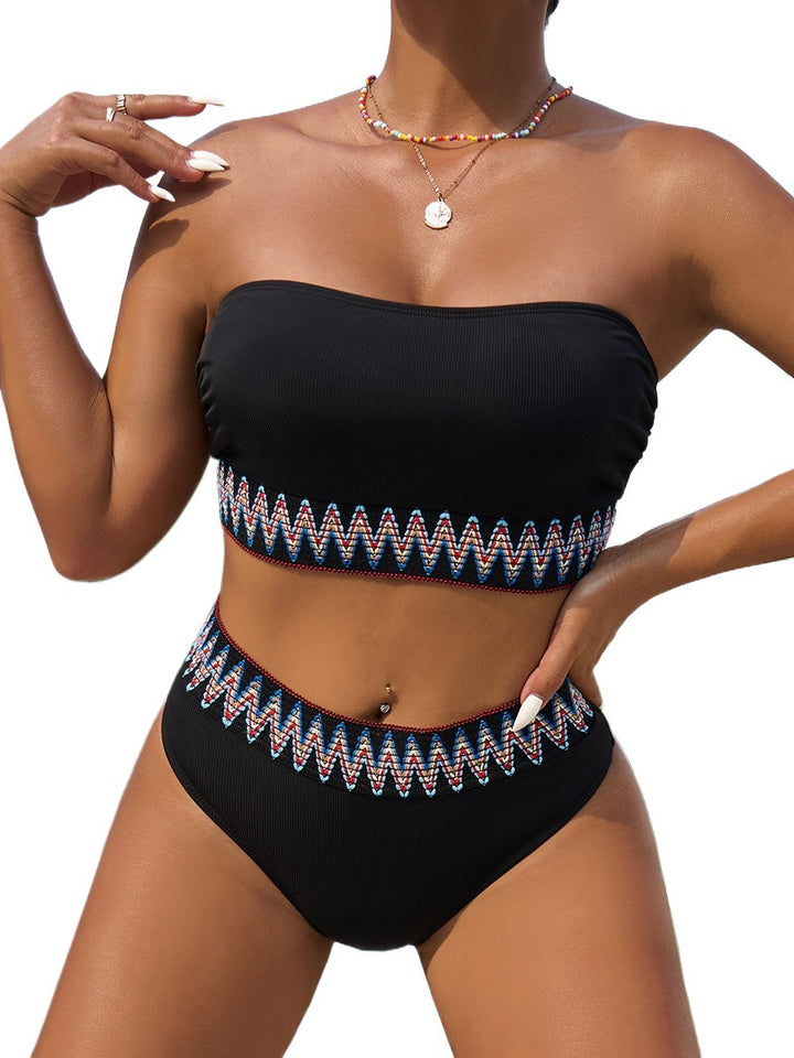 Damen Zweiteiliger Bikini mit verspieltem Wellenmuster Echo Archiv