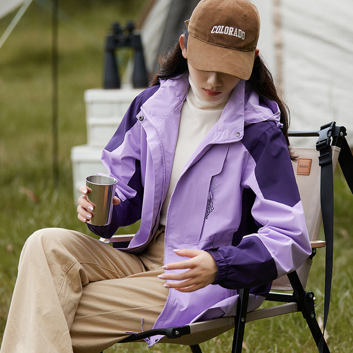 Damen zweilagige wasserdichte Outdoor‑Jacke mit Kapuze, atmungsaktiver Membran und verstellbarer Taille Echoarchiv
