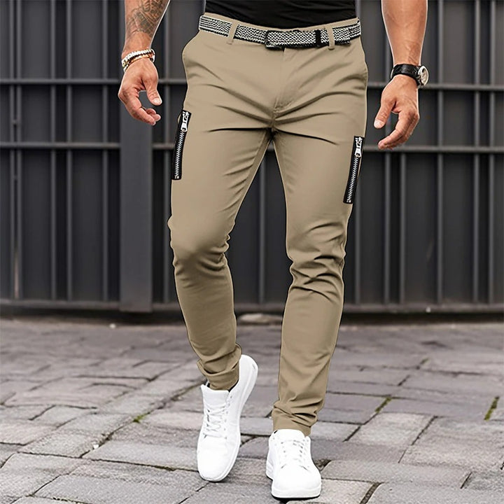 Herren modische Slim-Fit Hose mit Reißverschlusstaschen Echoarchiv