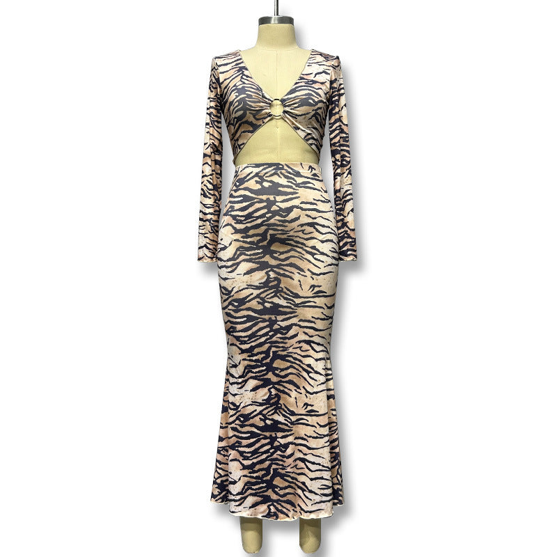 Damen Set aus Spitzentop und Rock mit Tigerprint Echo Archiv