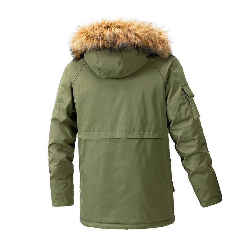 Herren gefütterte Parka mit abnehmbarem Kunstfellkragen Echoarchiv