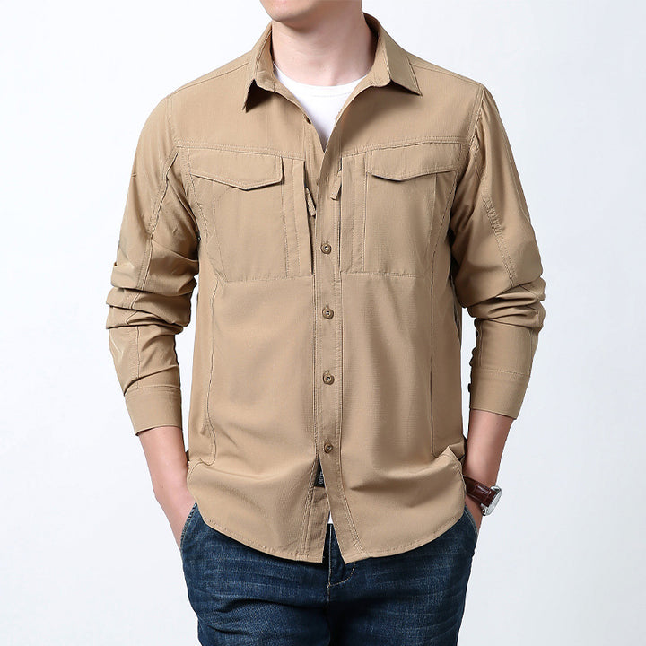 Herren nan leichtes Utility-Hemdjacke mit Brustklappen, Reißverschlusstasche und stretchigem Funktionsgewebe Echo Archiv