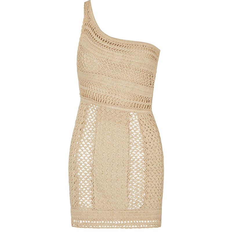 Damen gehäkeltes Minikleid mit asymmetrischem Design Echo Archiv