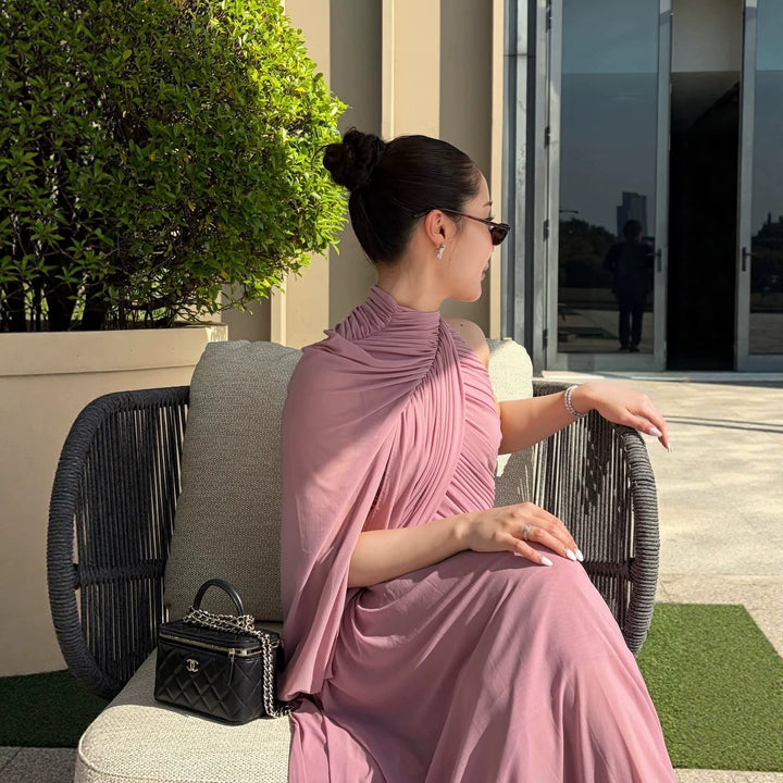 Damen Elegantes Wickelkleid mit asymmetrischem Design und fließendem Drapée Echo Archiv