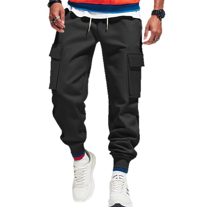 Herren Cargo-Jogginghose aus Sweat mit elastischem Bund, Kordelzug, aufgesetzten Klappentaschen & gerippten Bündchen – Bravaro