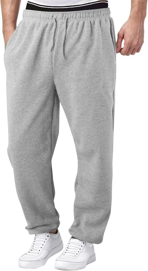 Herren Relaxed-Fit Sweatpants mit geradem Bein Fleece-Innenfutter und elastischem Kordelbund – Marzano