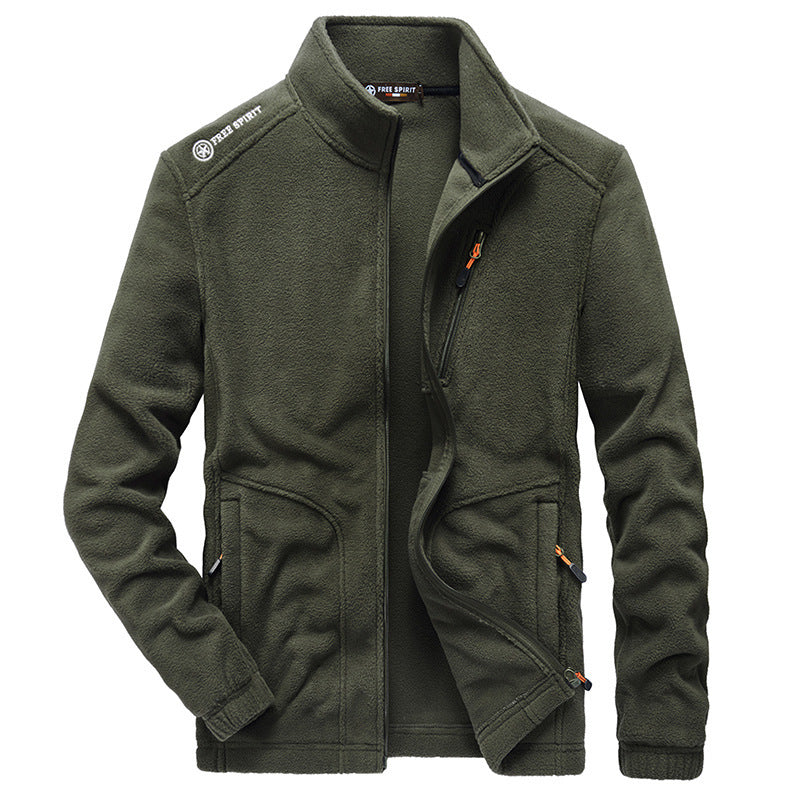 Herren Fleece-Outdoorblouson mit hohem Stehkragen, Brustreißverschluss und wärmender Innenstruktur – Taviero