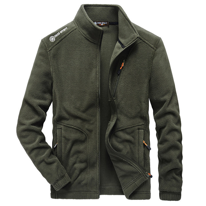 Herren Fleece-Outdoorblouson mit hohem Stehkragen, Brustreißverschluss und wärmender Innenstruktur – Taviero