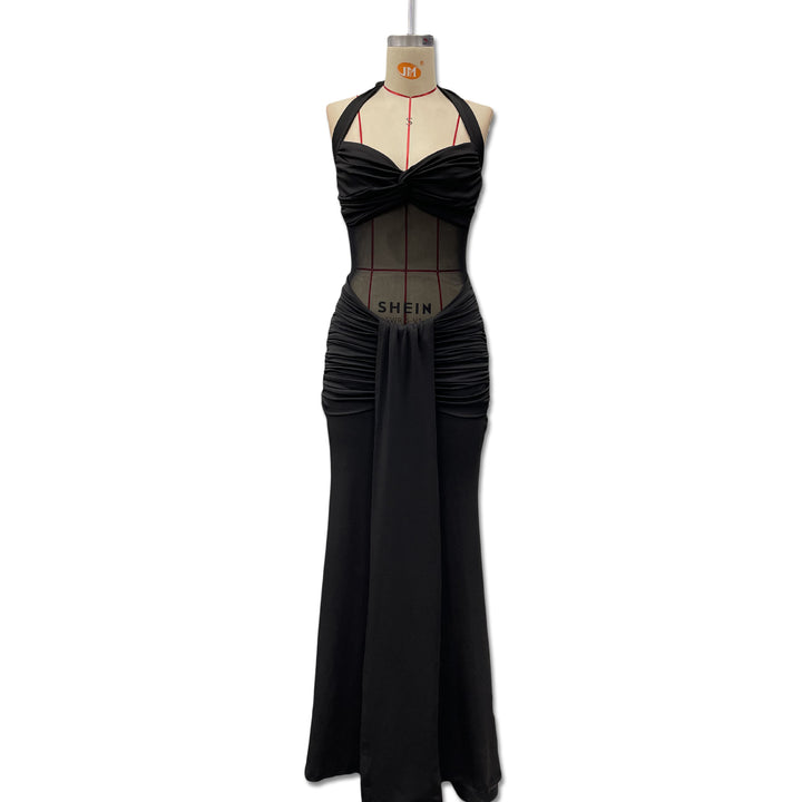 Damen Elegantes Maxikleid mit Tiefem Rückenausschnitt und Raffinierten Falten Echo Archiv