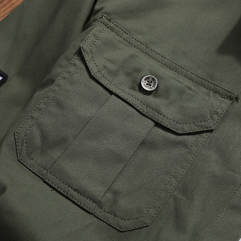 Herren Utility-Hemdjacke mit Brusttaschen, Schulterklappen und Badge-Applikationen Echoarchiv