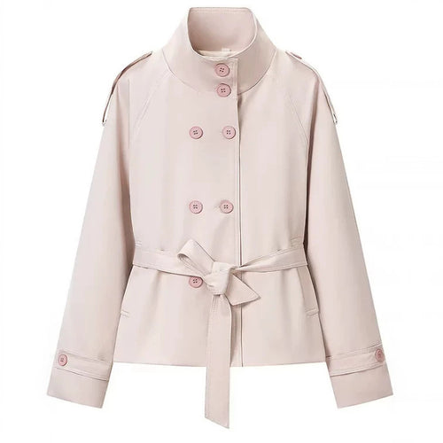 Damen Cropped Trenchjacke im Boxy-Cut mit Stehkragen, Schulterklappen und Taillengürtel Echo Archiv
