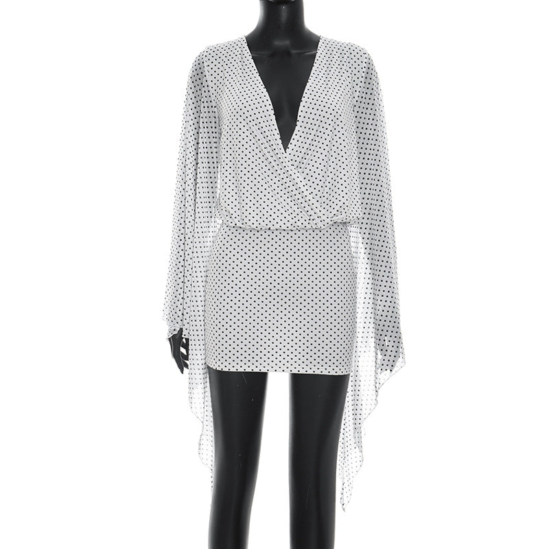 Damen lässiges Wickelkleid mit transparenten Ärmeln und schickem Design Echo Archiv