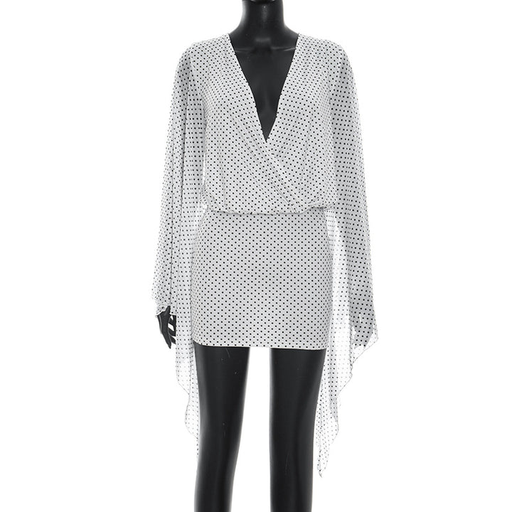 Damen lässiges Wickelkleid mit transparenten Ärmeln und schickem Design Echo Archiv