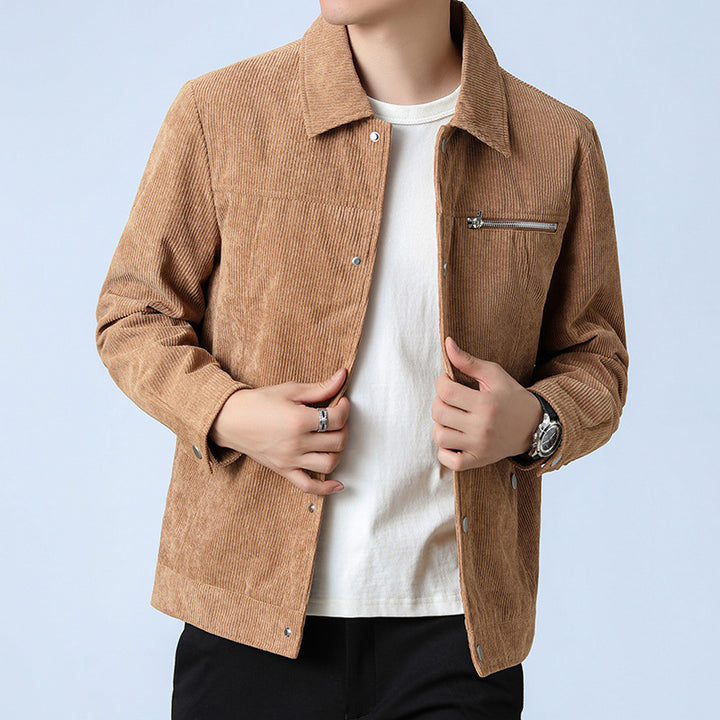 Herren Cord‑Overshirt aus Breitcord mit Druckknopf‑Front und Zipper‑Brusttasche Echo Archiv