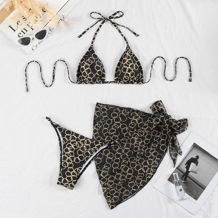 Damen Triangel-Bikini mit hochwertigem Bindeband und modischer Wickelrock-Optik Echo Archiv