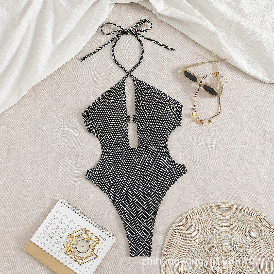 Damen Einteiler Badeanzug mit kreativem Cut-Out Echo Archiv
