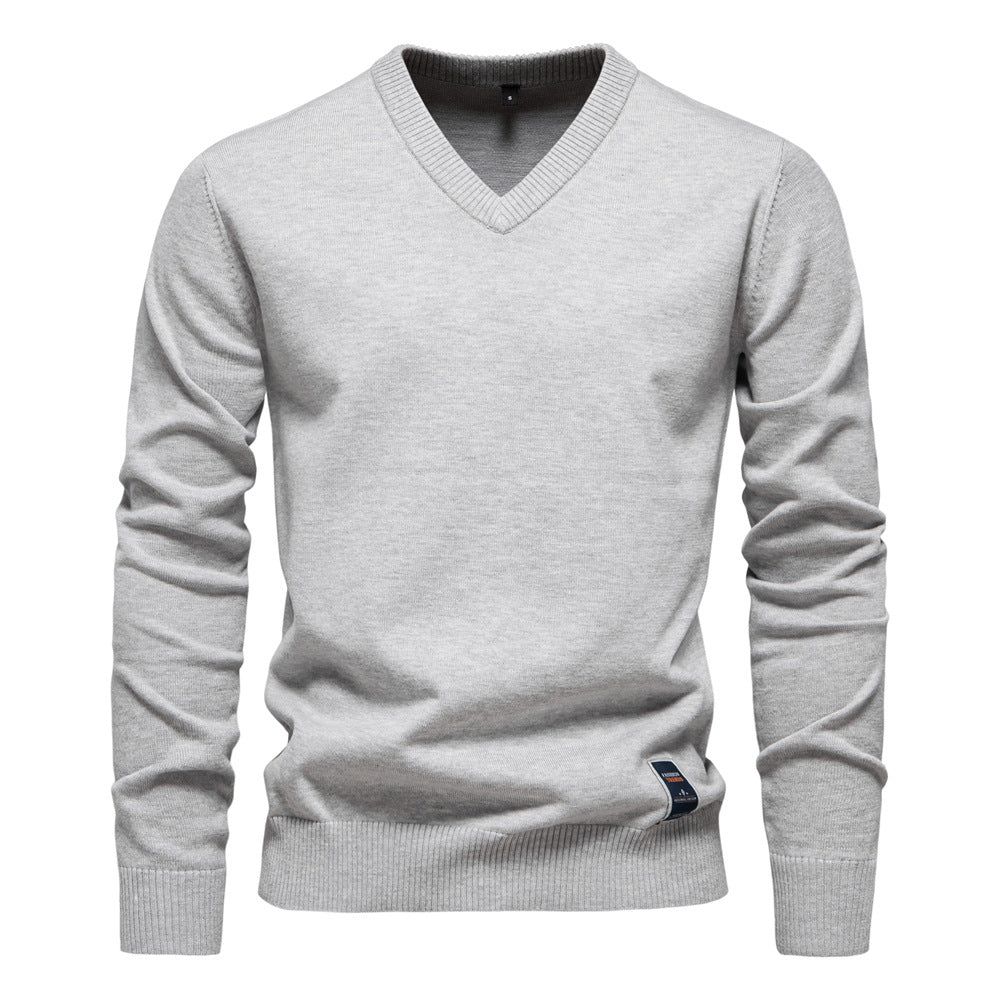 Herren Strickpullover mit V-Ausschnitt und feiner Textur Echoarchiv