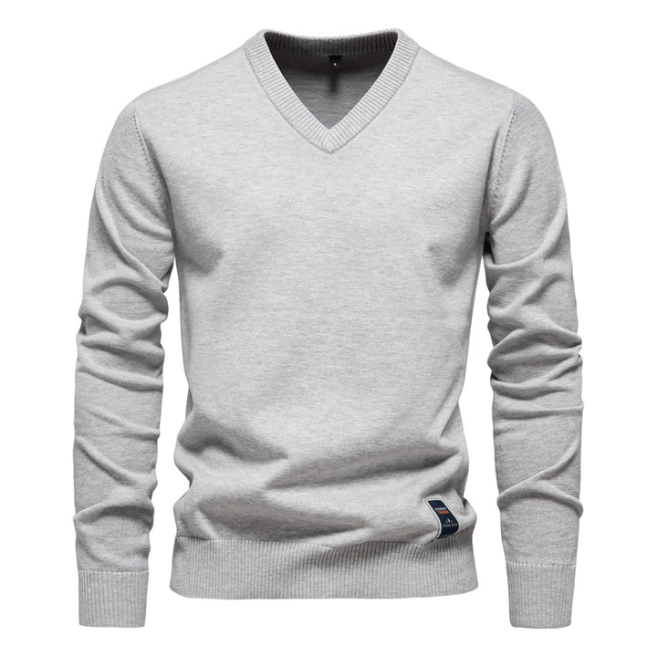 Herren Strickpullover mit V-Ausschnitt und feiner Textur Echoarchiv