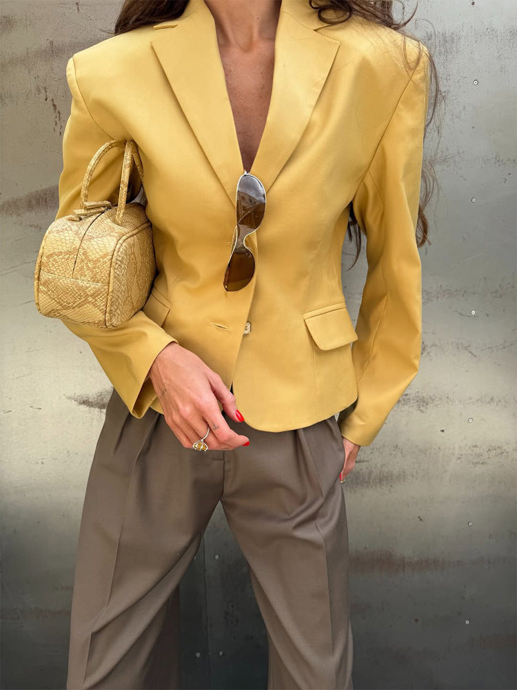 Damen Taillierter Blazer mit strukturierter Schulter und figurformender Silhouette Echoarchiv
