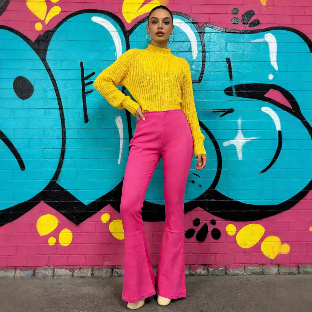 Damen modische Flared Jeanshose mit hohem Bund und komfortablem Schnitt Echo Archiv