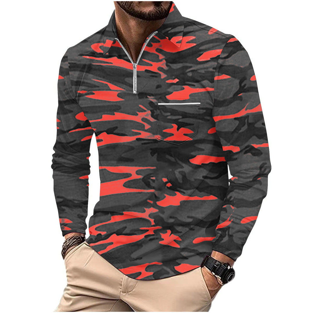 Herren Pullover im modernen Camouflage-Stil mit halbem Reißverschluss Echoarchiv